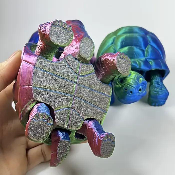 Jouets d'animaux de tortues College en 3D, décorations de voiture de chambre à la maison, décorations de bureau, mouvement libre des articulations, articulations mobiles
