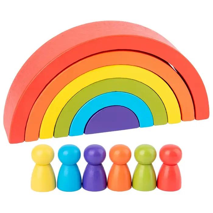 Jouet arc-en-ciel en bois pour enfants