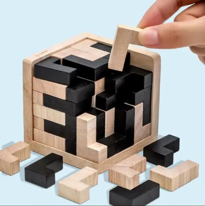 Puzzle Cube 3D Luban, jouet éducatif créatif en bois