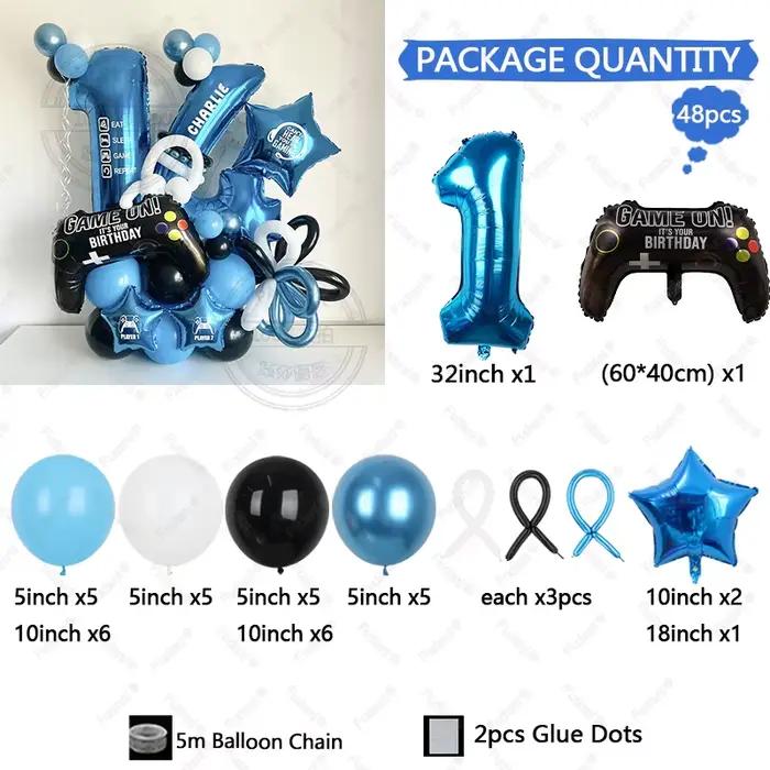Ensemble d'anniversaire de jeu 48 pièces, adapté aux fêtes d'anniversaire, décorations de fête de jeu, fournitures de fête à thème de jeu
