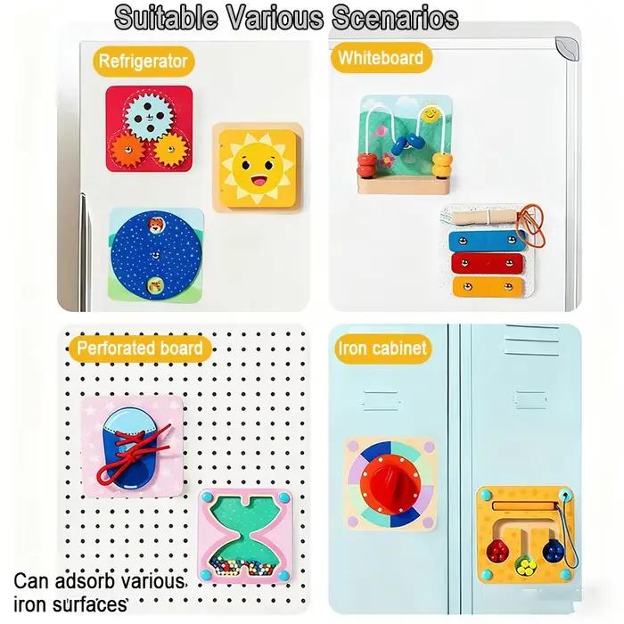 Planche sensorielle magnétique pour bébé, jouet en bois Montessori, interrupteur de Simulation, forme d'horloge assortie, motricité Fine, jouets éducatifs