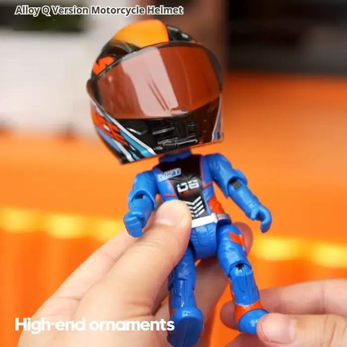 Figurine de motard en alliage Q à l'échelle 1:12, articulations flexibles pour diverses postures de conduite, casque, ornements de bureau pour enfants