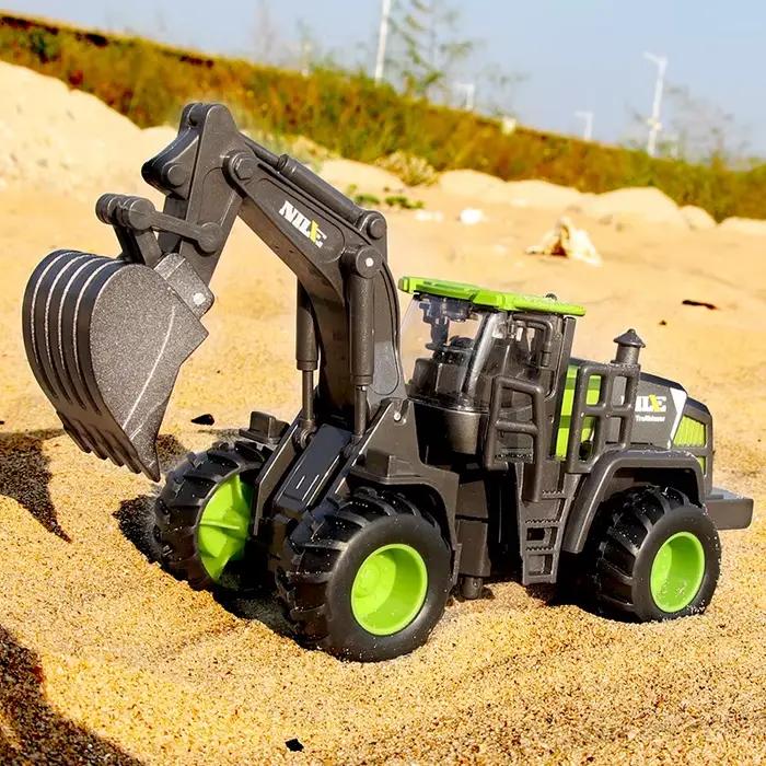 Modèles de jouets de véhicules d'ingénierie en alliage 1:50, pelle en alliage simulée, Bulldozer, rouleau de route, jouet de véhicule d'ingénierie pour garçons de grue