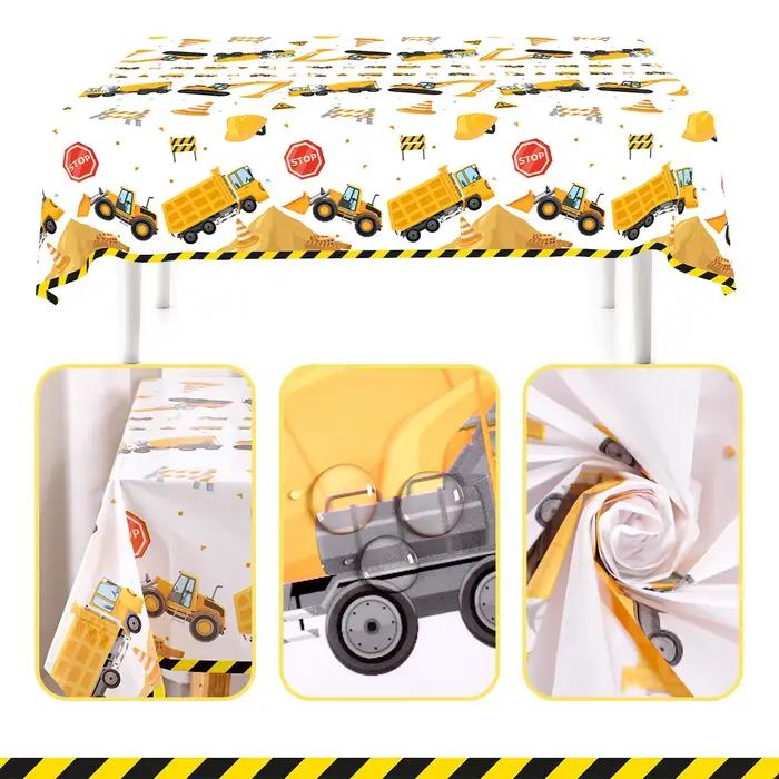 Nappe jetable en plastique à motif de camion excavateur