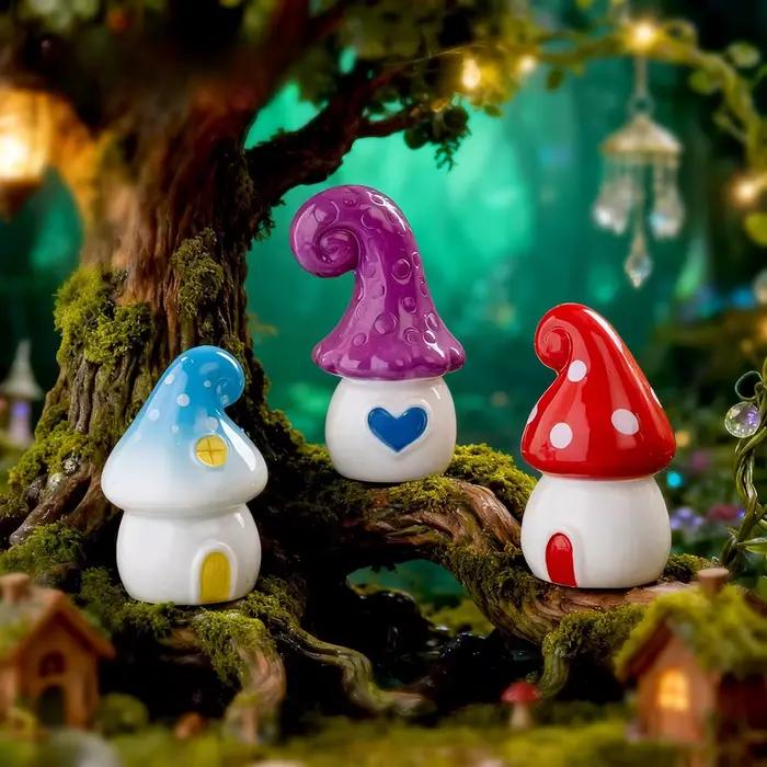 20 pièces Mini maison de champignon chalet bricolage jouet artisanat Figure mousse Terrarium fée jardin ornement
