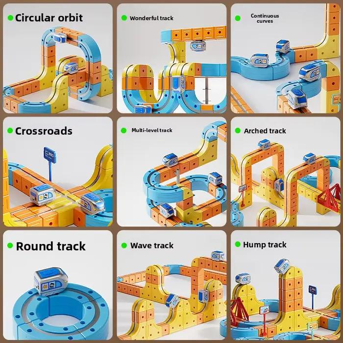 Jouet de train magnétique pour enfants, blocs de construction éducatifs DIY, circuit magique, labyrinthe de gravité, cadeau de Noël et d'anniversaire