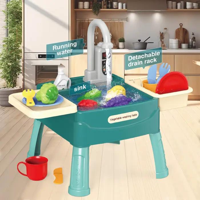 Ensemble de jeu d'évier de cuisine pour enfants avec eau courante
