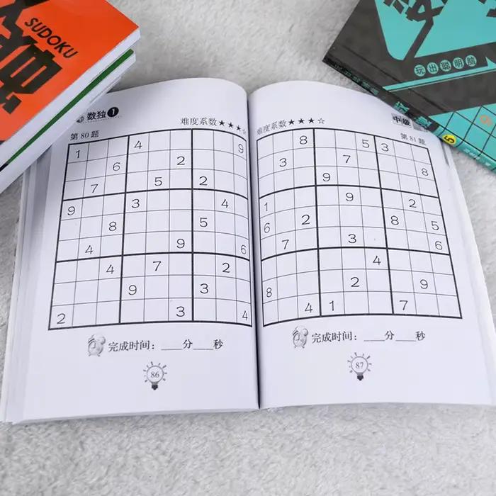 Ensemble de 6 livres de jeux de puzzle Sudoku pour enfants – Entraînement cérébral, livres de poche portables, Placement des chiffres, cadeau éducatif d'apprentissage amusant
