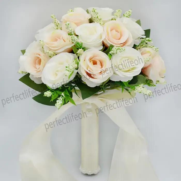 Bouquet de Mariage Bleu avec Fleurs pour Demoiselle d'Honneur, Patients Artificiels, l's