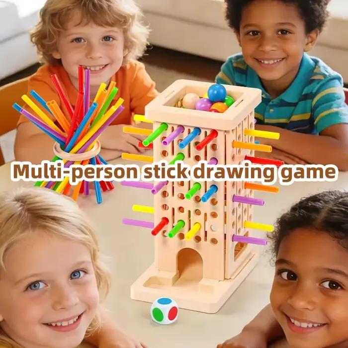 Jeu de tirage de bâtonnets Montessori - Jouet coloré pour développer la motricité fine