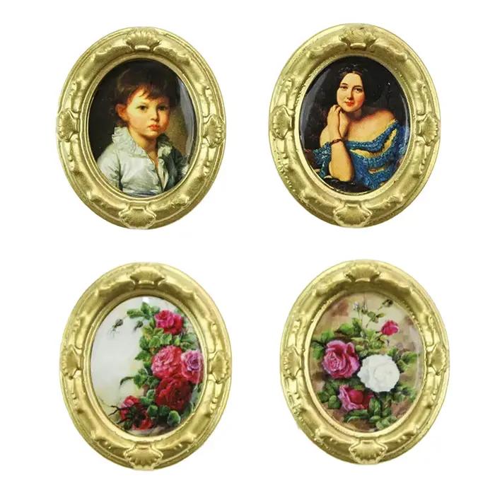 2 pièces de peintures murales miniatures à l'huile pour maison de poupée : accessoires de décoration murale