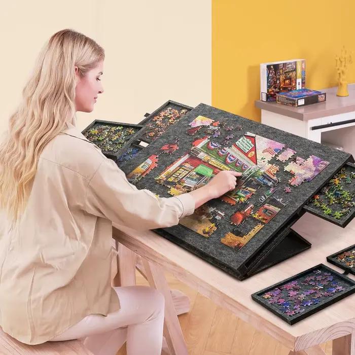 Ensembles de planches de puzzle inclinables avec support et couvercle conçus 2 en 1 pour adultes