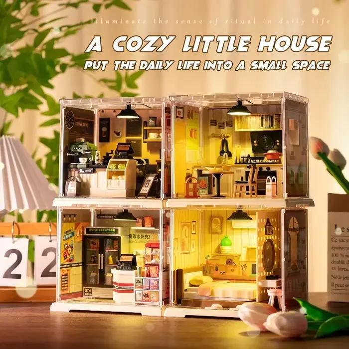 Kit de bricolage de maison Miniature 3D, assemblage artisanal pour la décoration de la maison, ensemble de construction de petite pièce, Collection de projets familiaux, cadeau d'interaction pour enfa