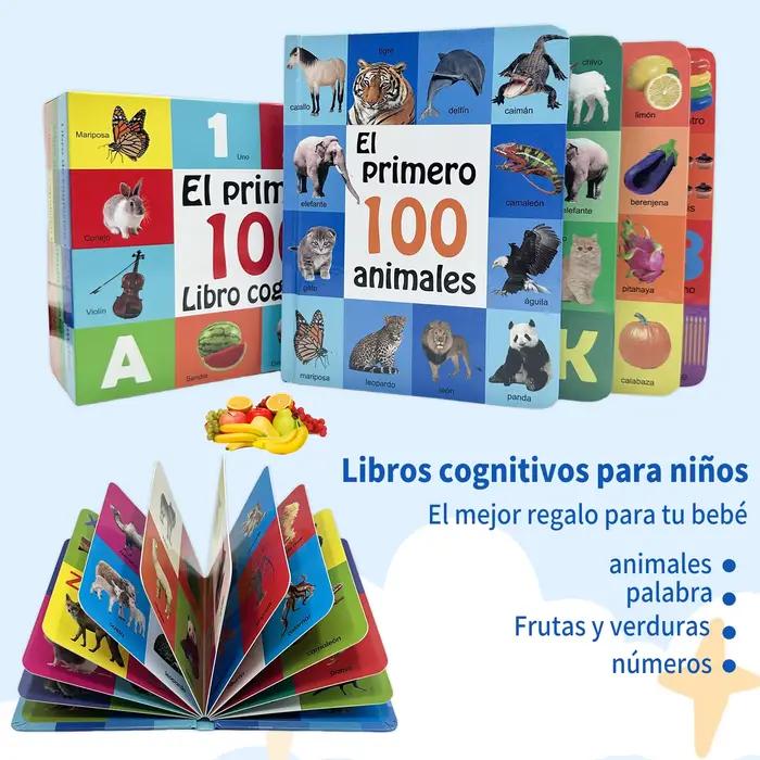 Cartes cognitives pour bébé - 4 thèmes, conception à bords arrondis, livres espagnols aux couleurs vives