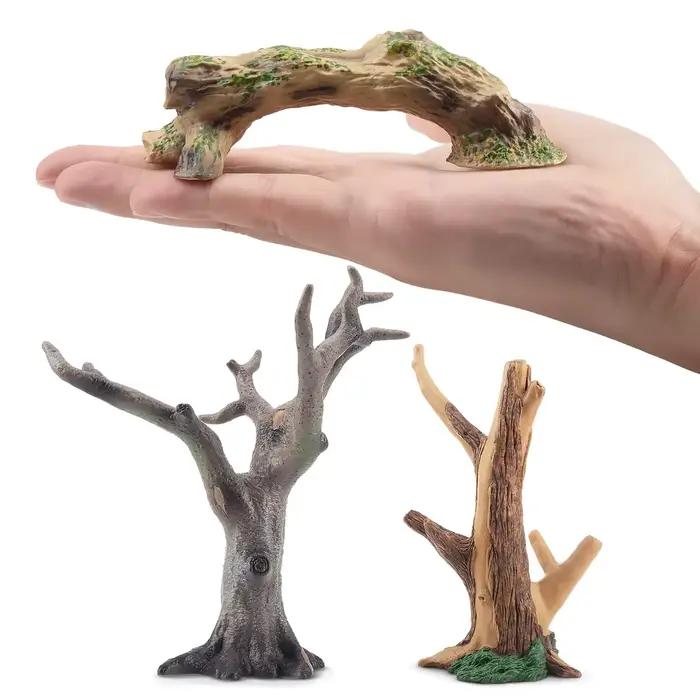 Toymany Simulation 3 pièces arbre accessoire modèle Animal jouet Mini Figurines poupées Action Figurines jouets enfants cadeau gâteau décoration