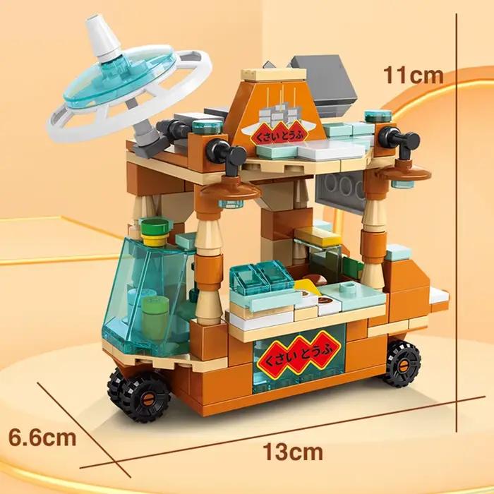 Kit de construction DIY Architecture : Magasin de crème glacée et de nourriture en blocs de rue, modèle de film classique, jouets pour filles