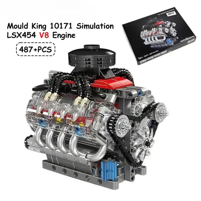 Mould King 10171 LSX454 V8 Moteur Électrique Motorisé Modèle de Simulation Blocs de Construction Pièces de Voiture