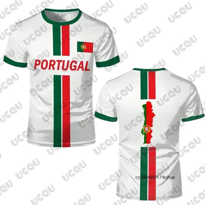 Maillot de football imprimé drapeau du Portugal été 2026 pour hommes et femmes, t-shirt de sport d'extérieur à manches courtes, décontracté pour enfants/adultes