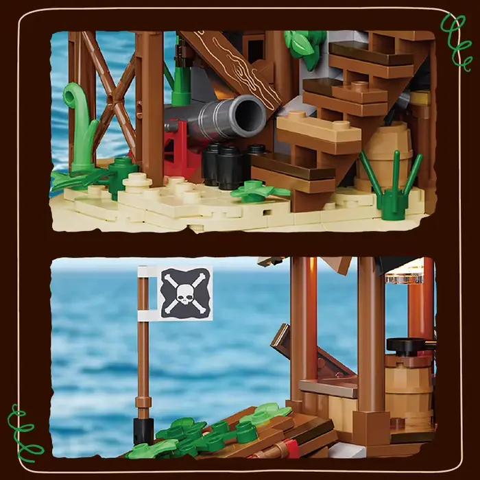 Ensemble de construction de blocs de l'île naufragée des pirates