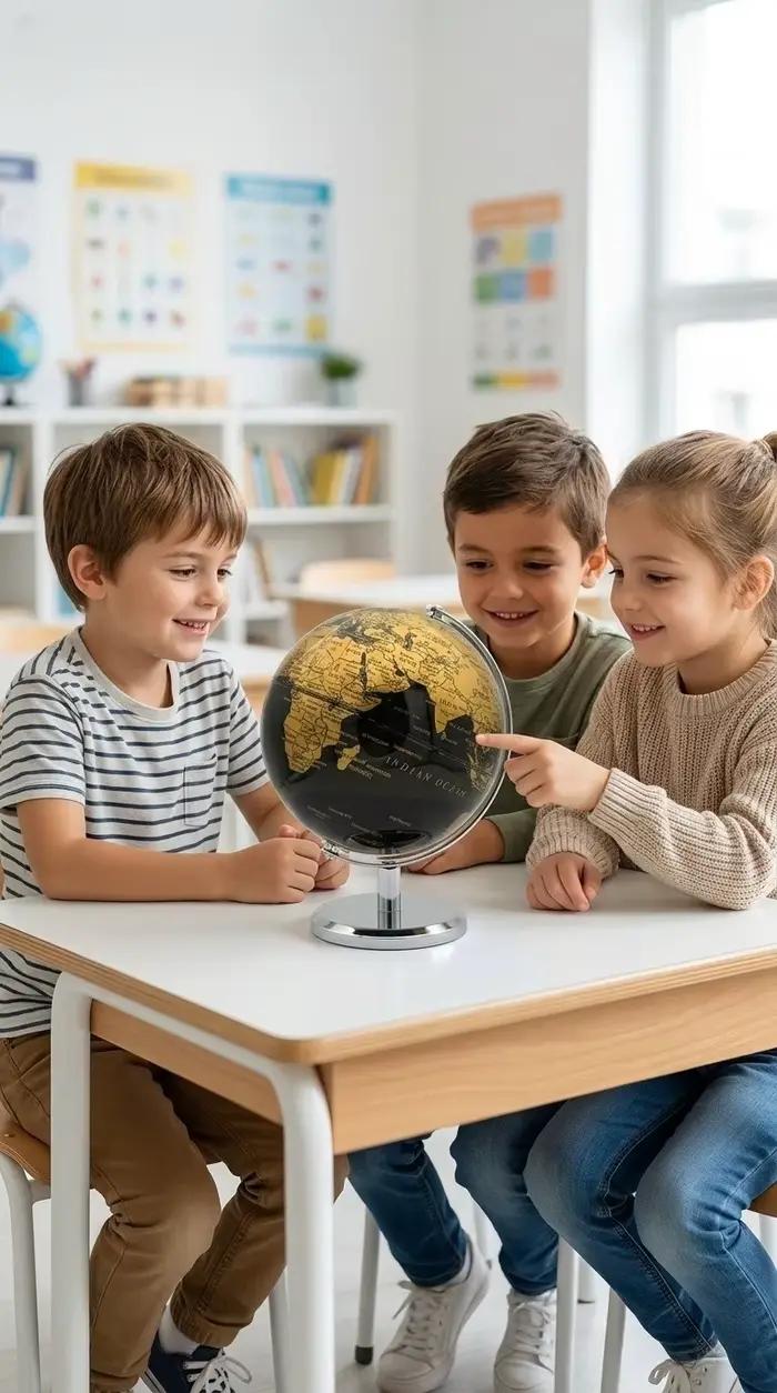 Petit globe terrestre noir et or