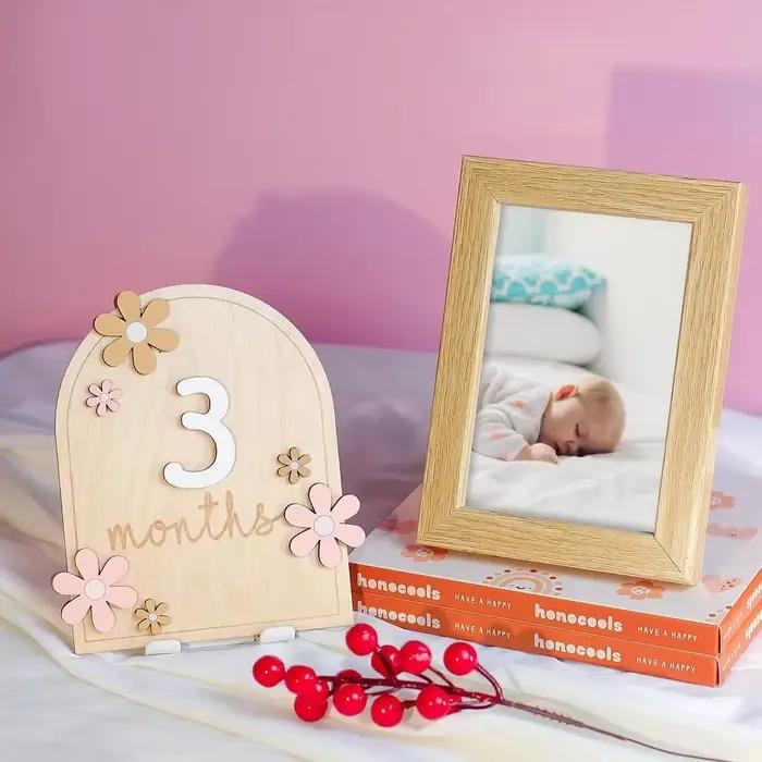 Cartes de jalon mensuelles en bois pour bébé