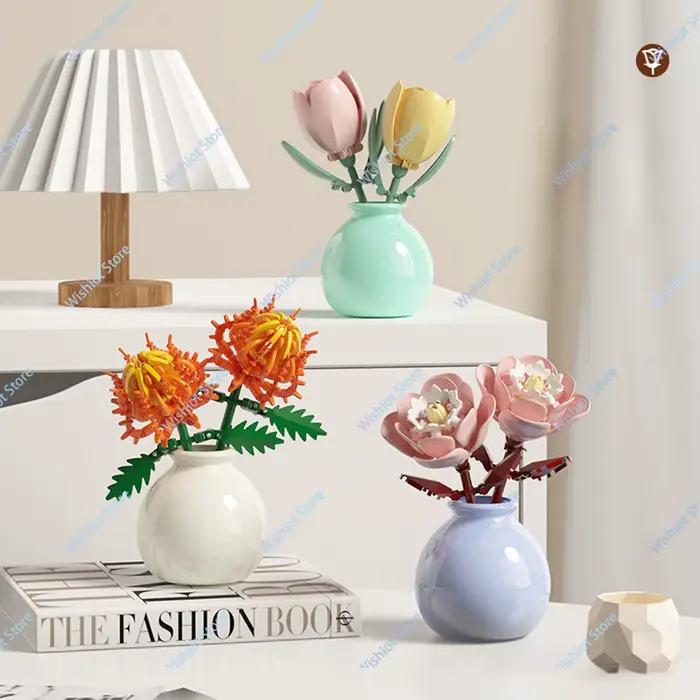 Blocs de construction de fleurs créatifs avec Vase