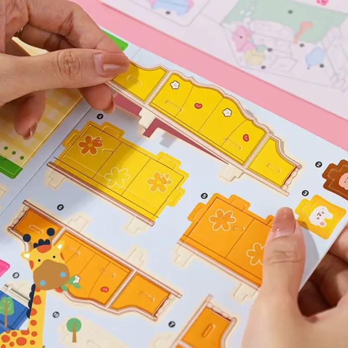 Artisanat en papier modèle 3D chambre modèle Puzzle jouets cuisine chambre 3D chambre carton salon salle de bain modèle artisanat jouets enfants