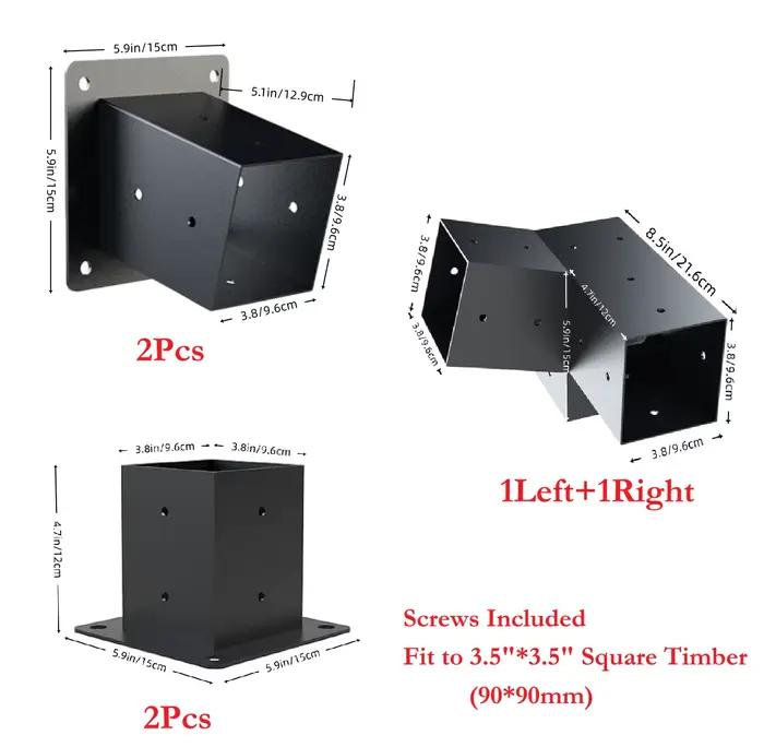 Heavy 15 °   Kit de supports pour pergola à toit incliné pour bois carré de 90*90 mm