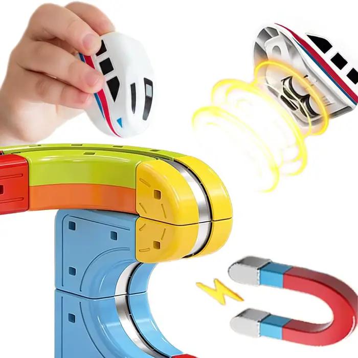 Cube orbital magique pour enfants, Train éducatif à grande vitesse, blocs de construction, piste magique, décor pour garçons et filles, cadeau d'anniversaire