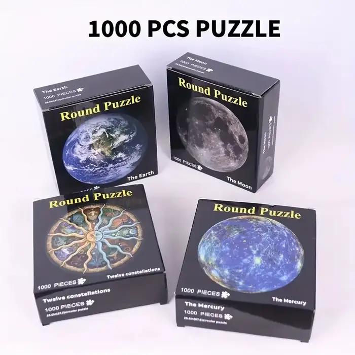 1000 pièces adulte rond lune Puzzle espace thème défi difficile casse-tête apprentissage éducatif amusant jeu