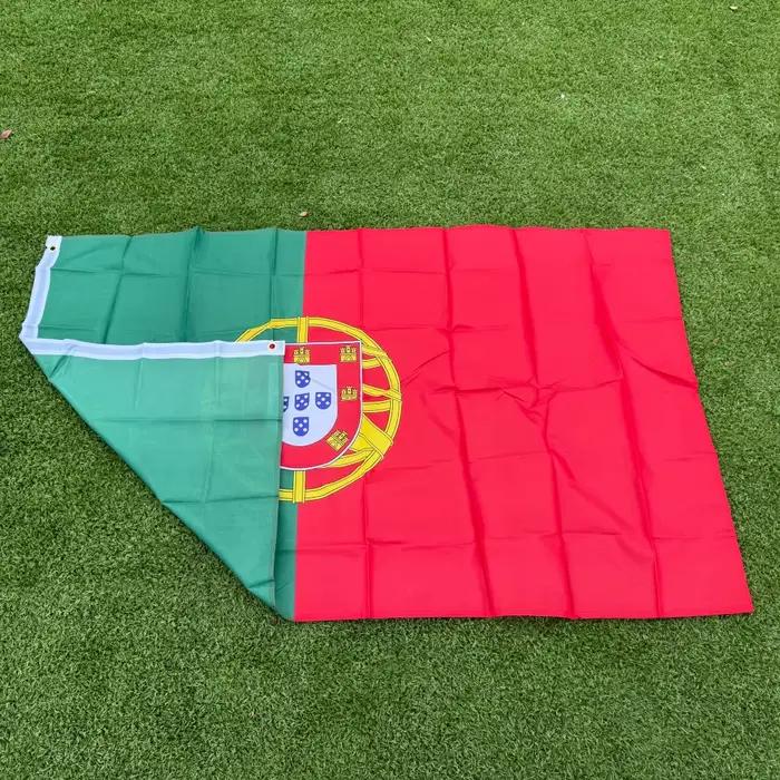 Drapeau du Portugal 150x90cm 3x5 FT avec armoiries en polyester, double couture, décoration intérieure et extérieure