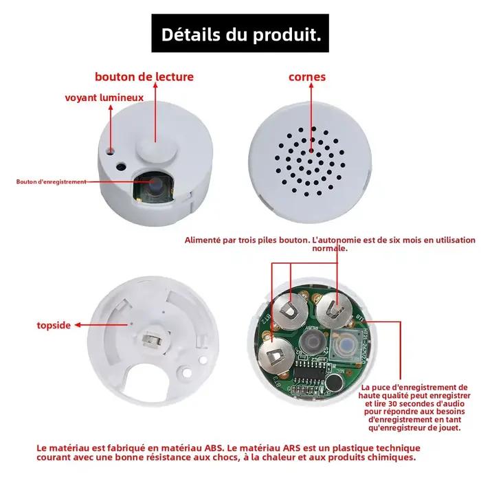 Boîte vocale pour peluche 30/60 secondes, enregistreur vocal, dispositif DIY pour message personnalisé pour animaux en peluche, poupées bébés
