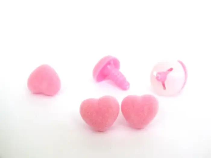 Nez de jouet de sécurité triangulaire flocage de coeur rose et lave-linge doux