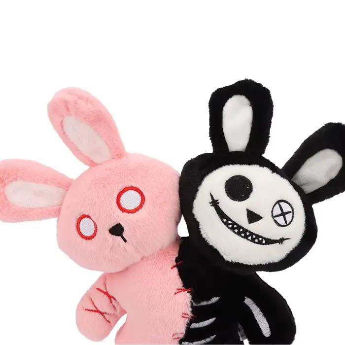 Lapin en peluche tête de mort à double tête pour enfants