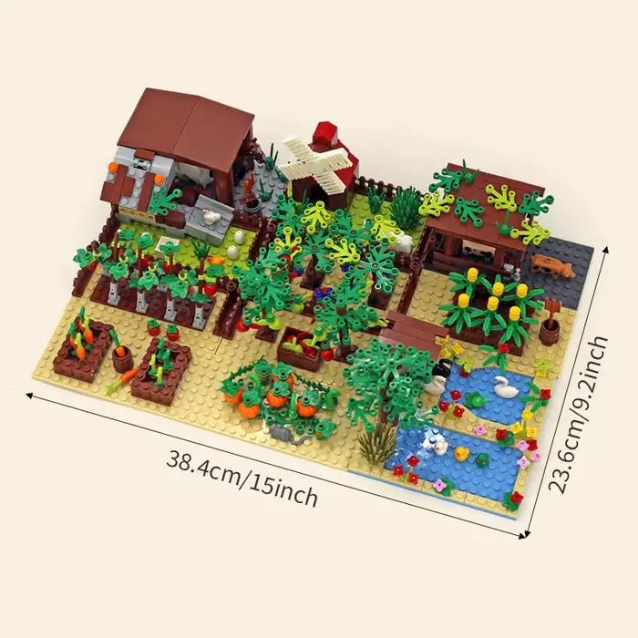 MOC – blocs de construction d'animaux de ferme, arbres, plantes, jouets pour enfants, cadeaux avec légumes, Fruits, pièces en briques