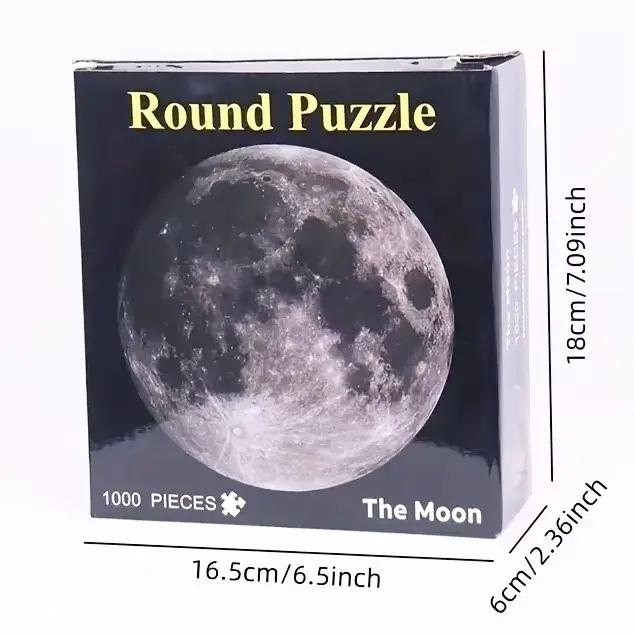 1000 pièces adulte rond lune Puzzle espace thème défi difficile casse-tête apprentissage éducatif amusant jeu
