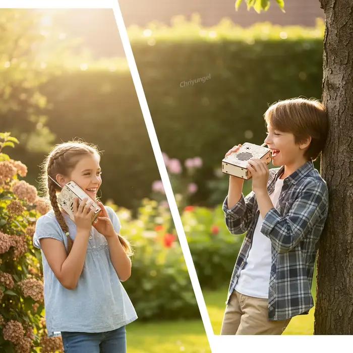 Kit DIY Talkie-Walkie en Bois 2-en-1, Jouet de Communication Sans Fil, Projet Scientifique Éducatif STEM, Ensemble de Construction pour l'Apprentissage des Enfants, Cadeau