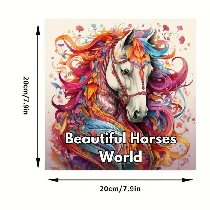 28 pages beau livre de coloriage du monde des chevaux pour la réduction du stress des adultes |   Livre de coloriage pour soulager le stress et réduire l'humeur