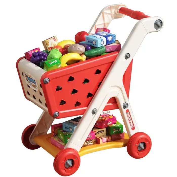 Chariot de courses pour enfants simulation shopping cart plastique gris clair jaune clair kaki foncé vert clair occasions spéciales jouets d'éducation précoce
