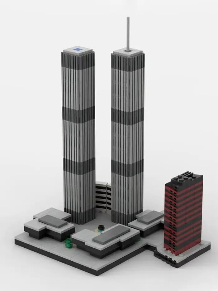 Ensemble de blocs de construction MOC World Trade Center personnalisés – Modèle architectural miniature de 982 pièces