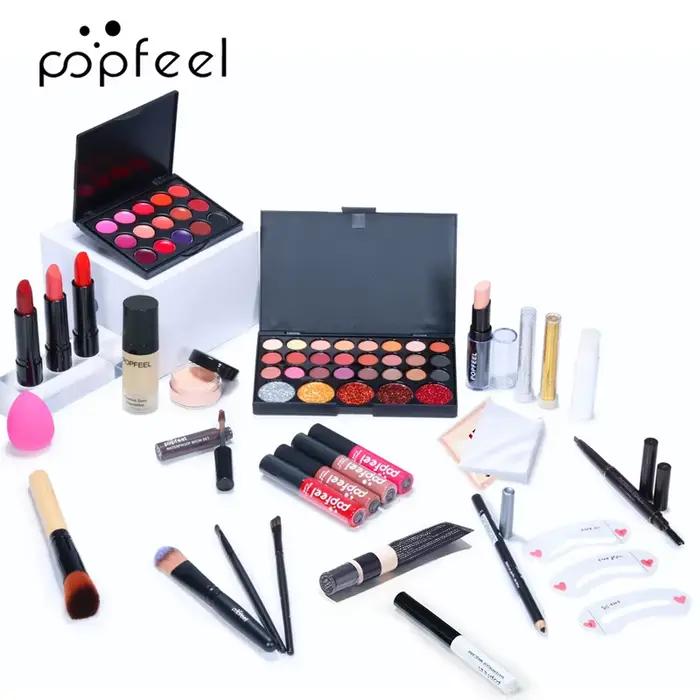 Kit de maquillage tout-en-un, Kit complet de maquillage, cadeau pour femmes et adolescentes, fard à paupières nu, fond de teint, brosse primaire, brillant à lèvres nu