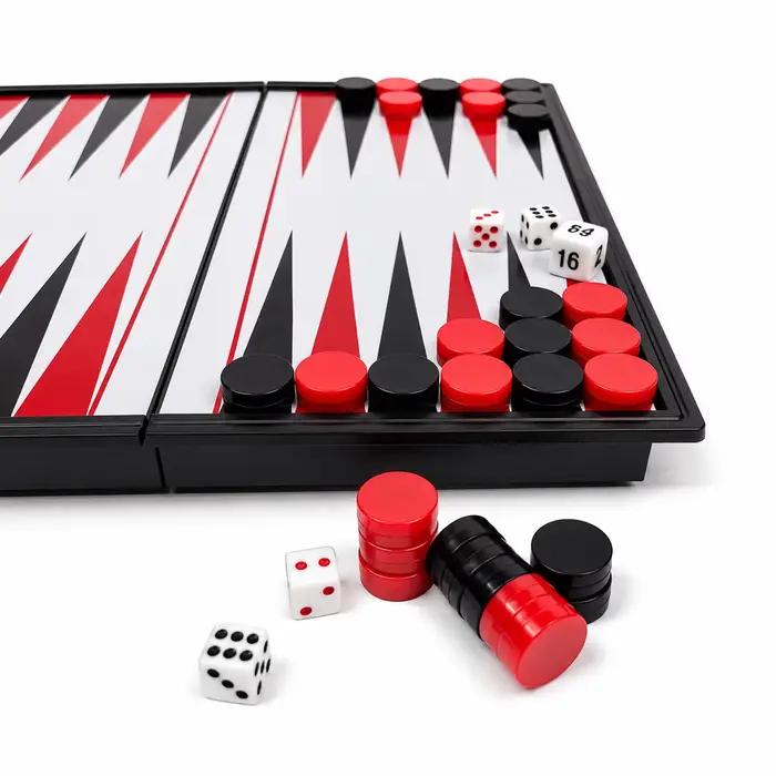 Jeu de backgammon magnétique pliable 19,1x19,7 cm, jeu de société portable, puzzle éducatif, jouet cadeau pour enfants et adultes