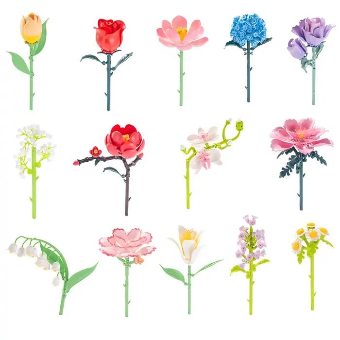 Kit de blocs de construction de fleurs et de plantes pour enfants