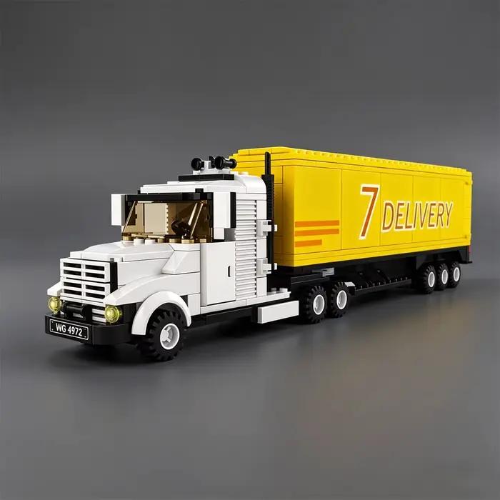 City Series Yellow Big Truck Building Blocks : Camion de fret et modèle de transport lourd - Jouet éducatif