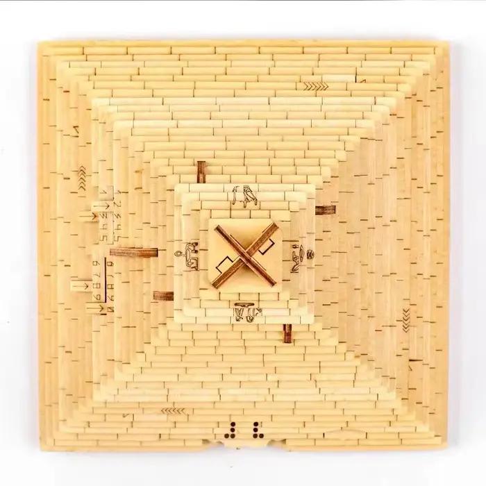 Boîte de Puzzle Pyramide en Bois Cadeaux Uniques Compartiment Caché Casse-Tête Défi IQ Jeux Métaux Occasions Spéciales