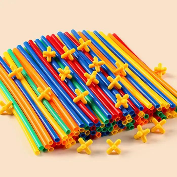 Jouets de constructeur de paille, blocs de construction, pailles et connecteurs, ensembles de construction, motricité, jouet éducatif d'ingénierie