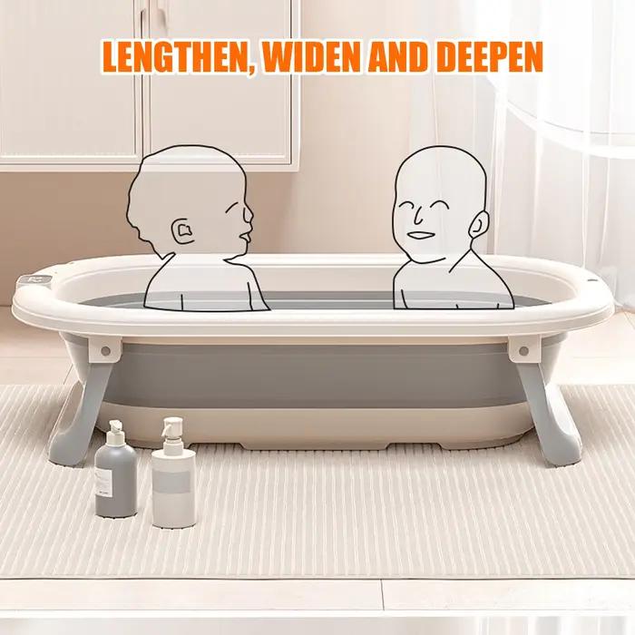 Baignoire Bébé Pliable - Avec Coussin De Bain Et Thermomètre Intégré - Idéal Pour Cadeau De Naissance Fille Ou Garçon