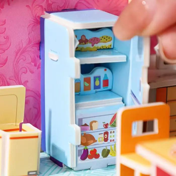 Artisanat en papier modèle 3D chambre modèle Puzzle jouets cuisine chambre 3D chambre carton salon salle de bain modèle artisanat jouets enfants