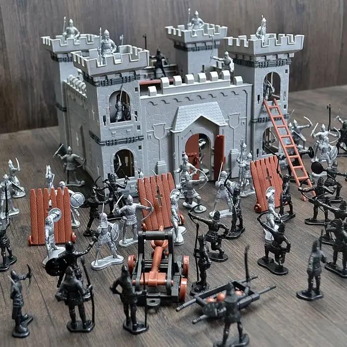Simulation château médiéval mercenaire forteresse enfants militaire sable Table soldat jouet assemblage modèle garçon