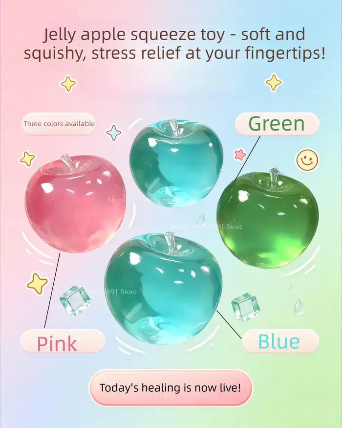 Balle anti-stress pomme souple, jouet sensoriel fidget rebondissant à presser pour adultes et enfants, cadeau de Noël disponible en trois couleurs